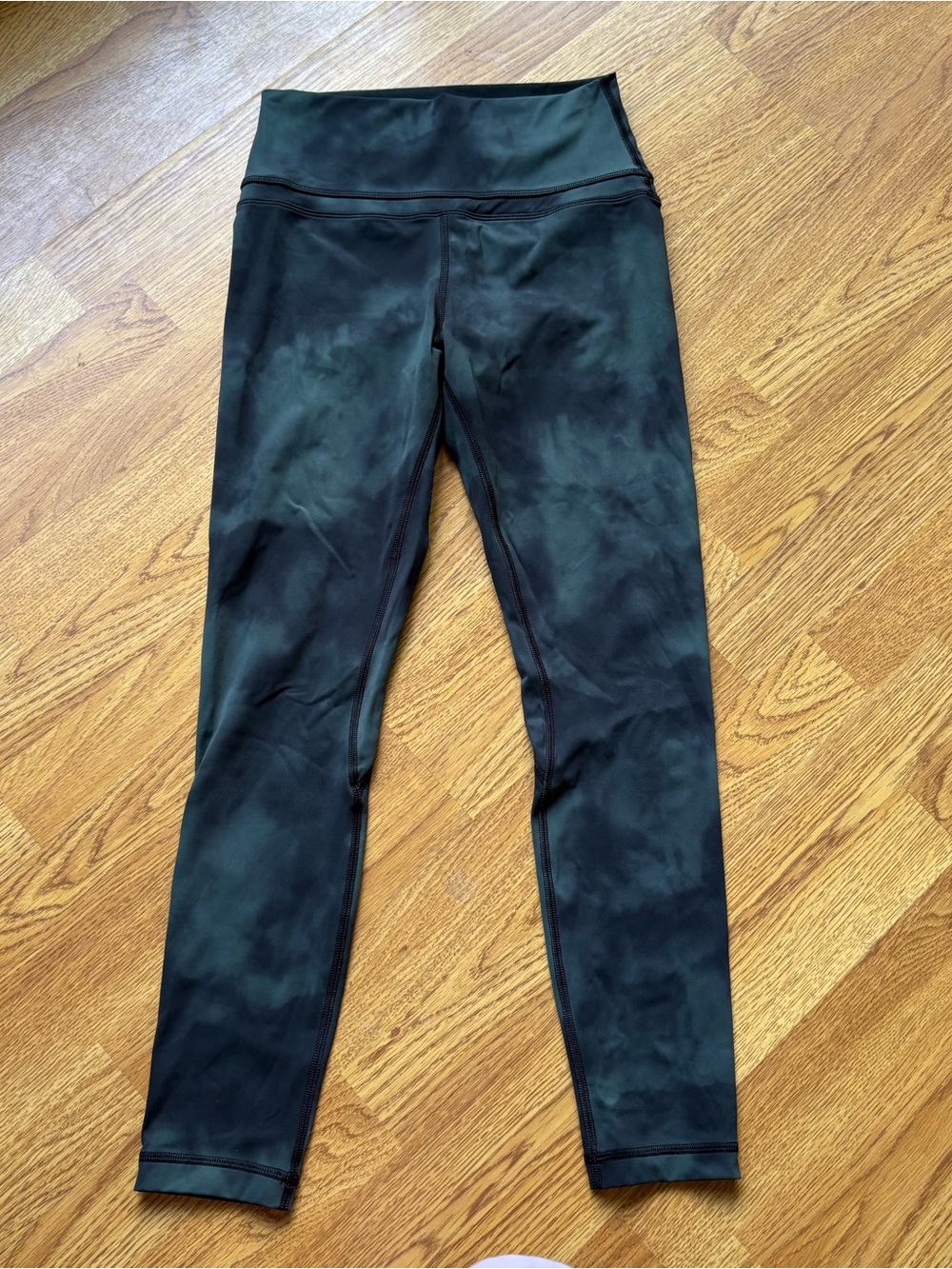 CRZ YOGA Black Green Tie-Dye High-Waist Leggings 25in Athletic Yoga Workout Sz